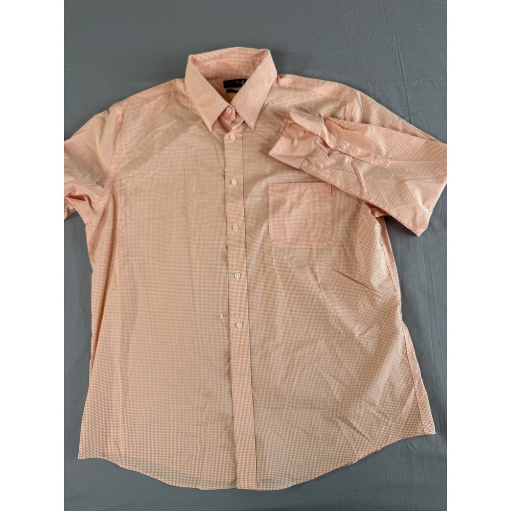 Lauren Ralph Lauren Shirt Mens XL 17 32/33‎ Black Label Orange White Check